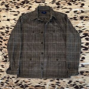 Eton Charcoal Checkered Men's Shirt Jacket